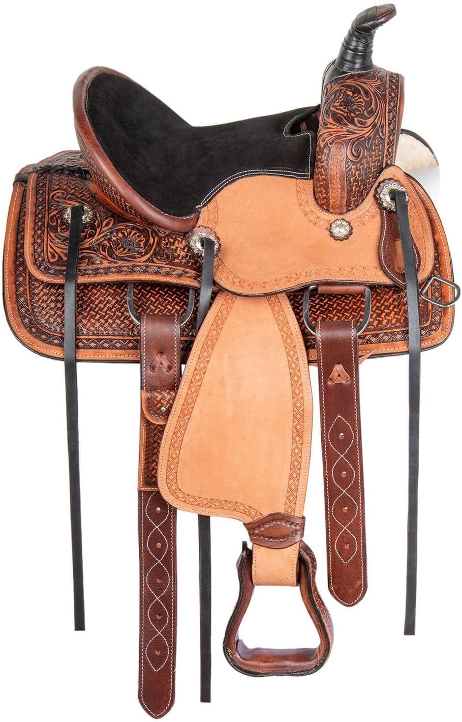 Leather Horse Saddle Set with Tack & Stirrups U7937