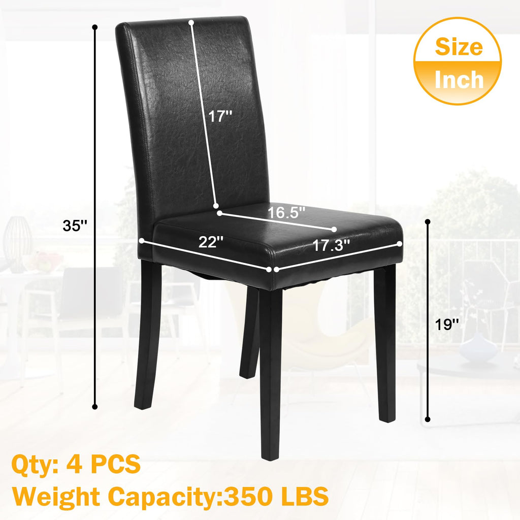Black Faux Leather Upholstered Dining Chairs Set of 4 M708