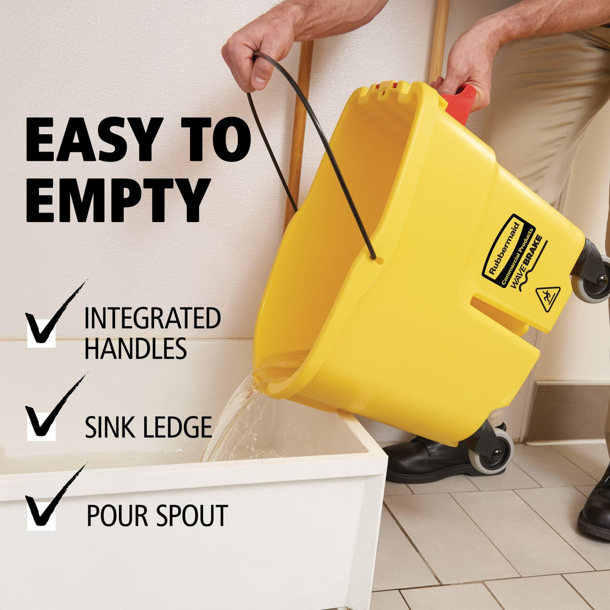 Yellow 35 QT Mop Bucket and Wringer Combo on Wheels F42843