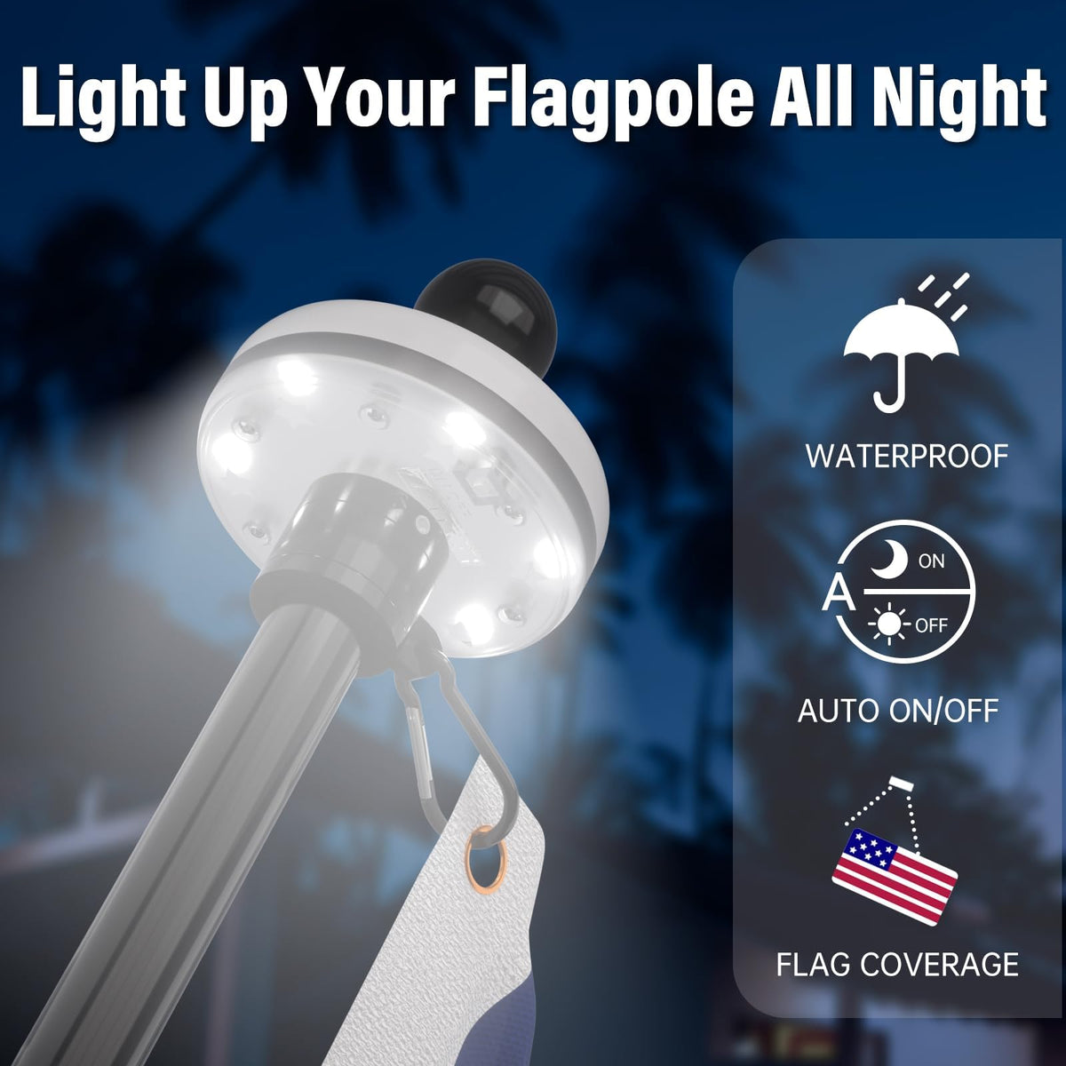 7FT Flag Pole Kit with Solar Light W593114