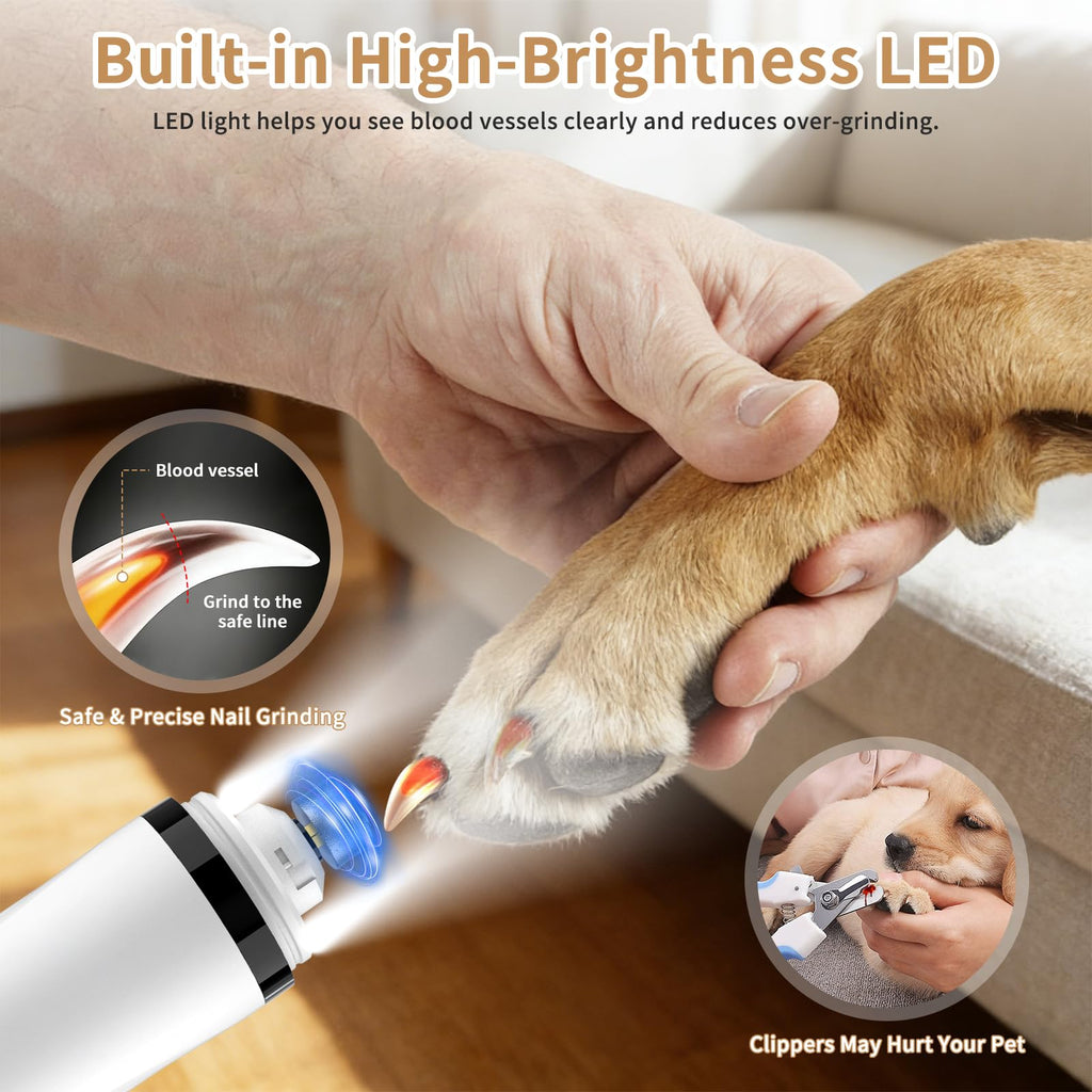 Quiet Dog Nail Grinder with Guard & 2 LED Lights E529