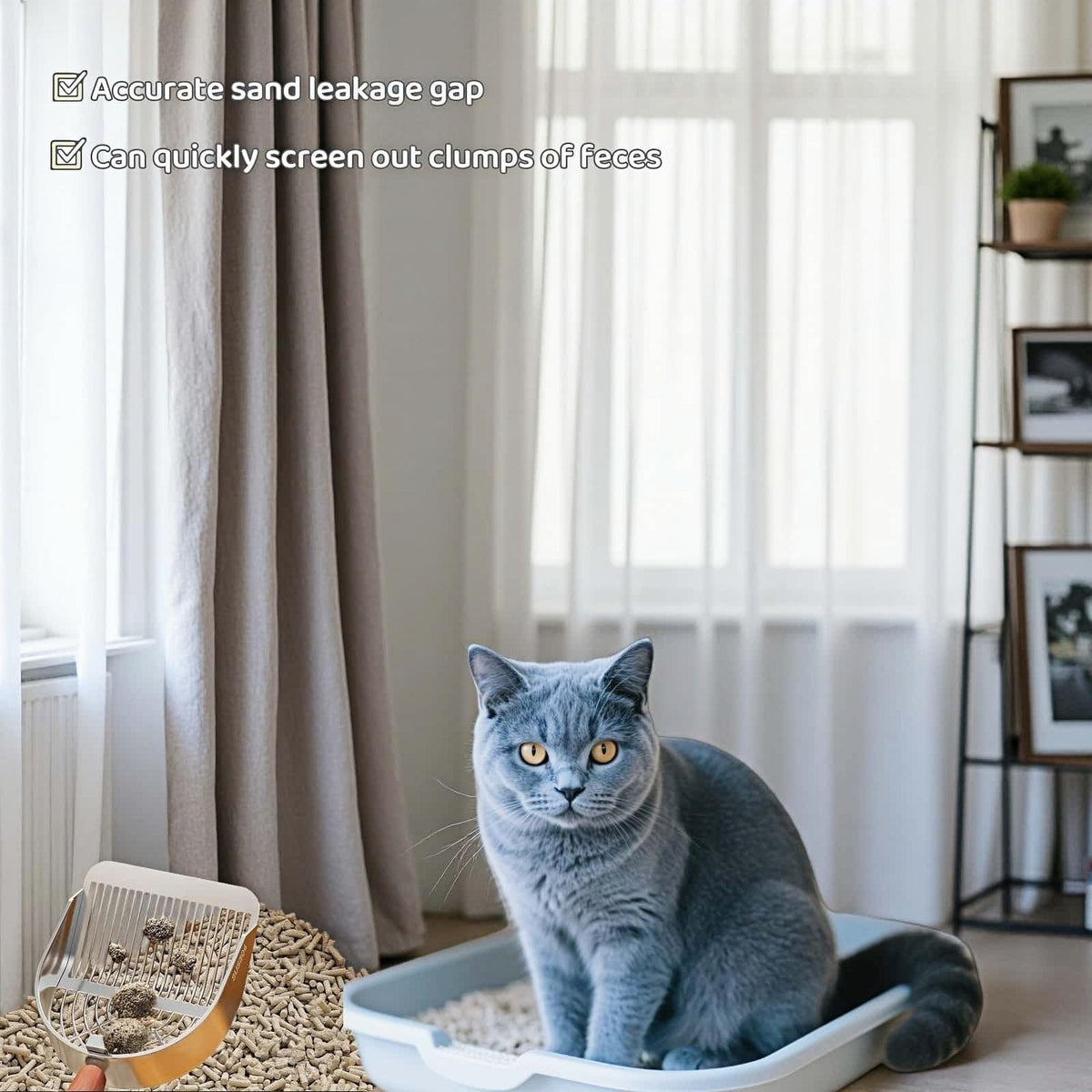 Stainless Steel Cat Litter Scoop with Wood Handle B61601