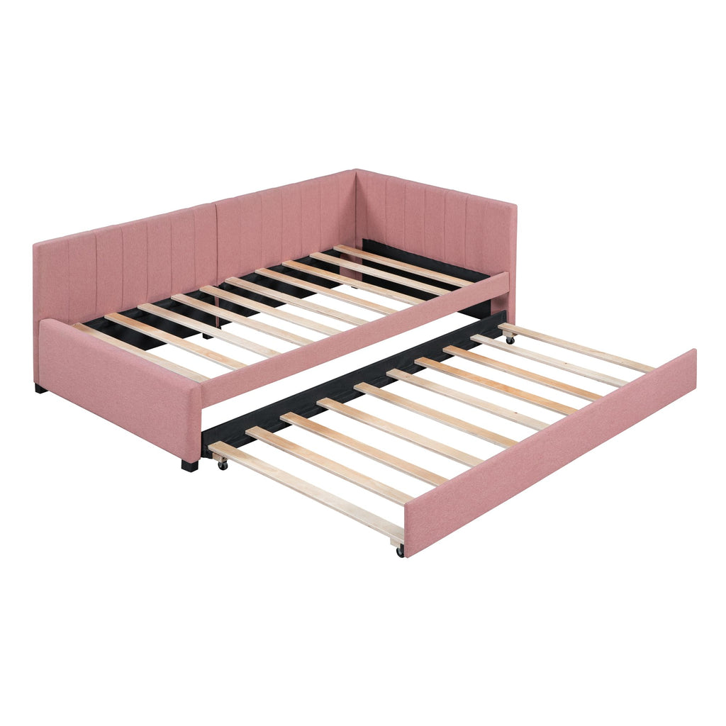 Twin Size Linen Upholstered Daybed with Trundle P676