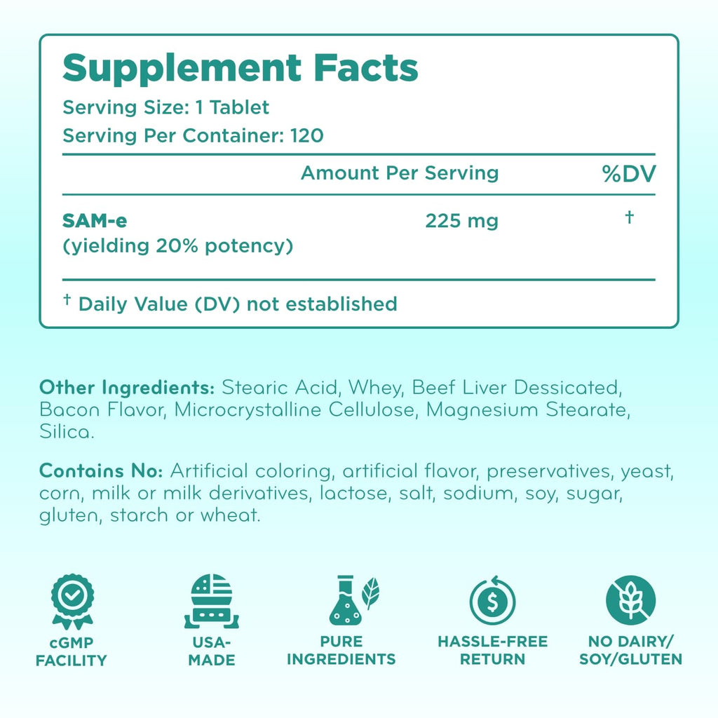 Chewable SAM-e Liver Support Supplement for Dogs 225mg G978389