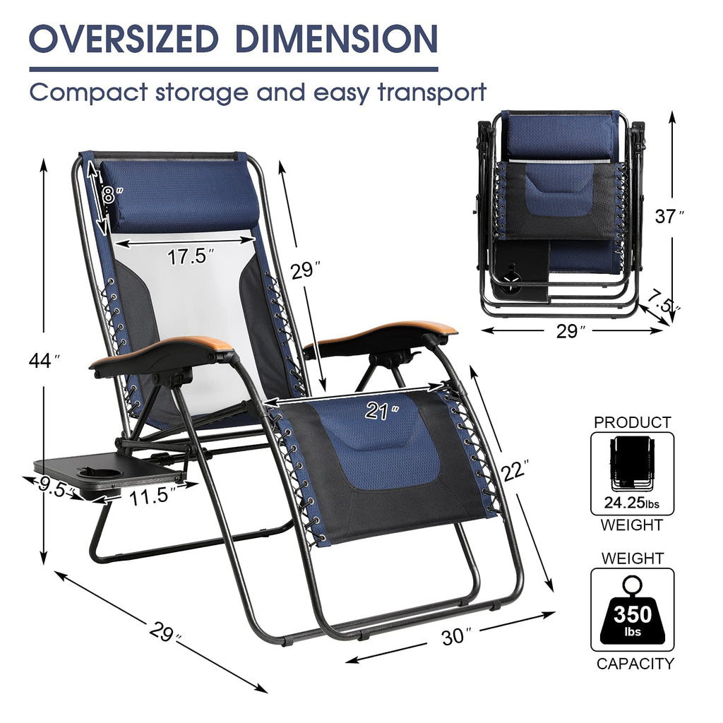Oversized Mesh Zero Gravity Reclining Patio Chairs, 2 Pack M1321
