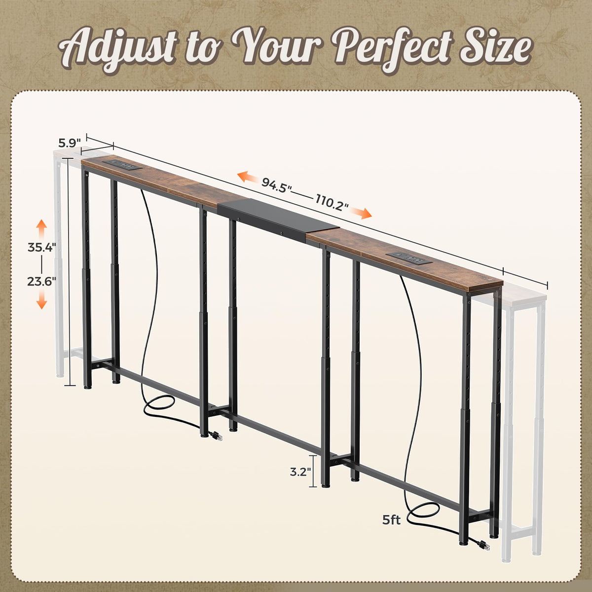 Narrow Console Table with Power Outlets & USB-C Z6734