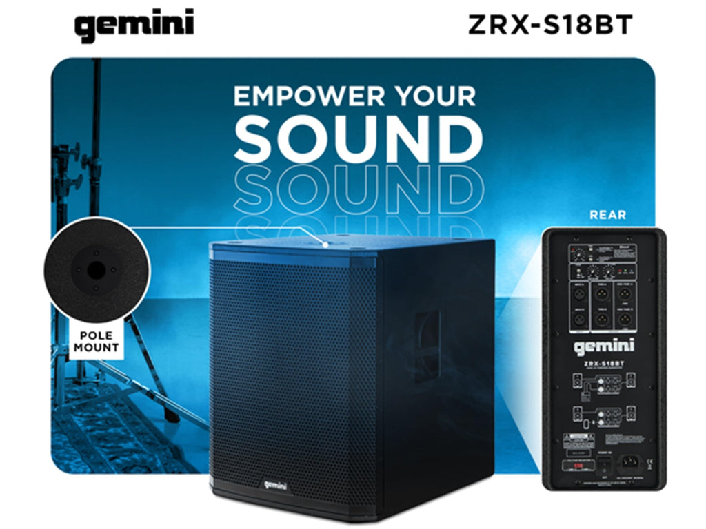 18" Powered Subwoofer, 1200 Watts, Bluetooth TWS B476