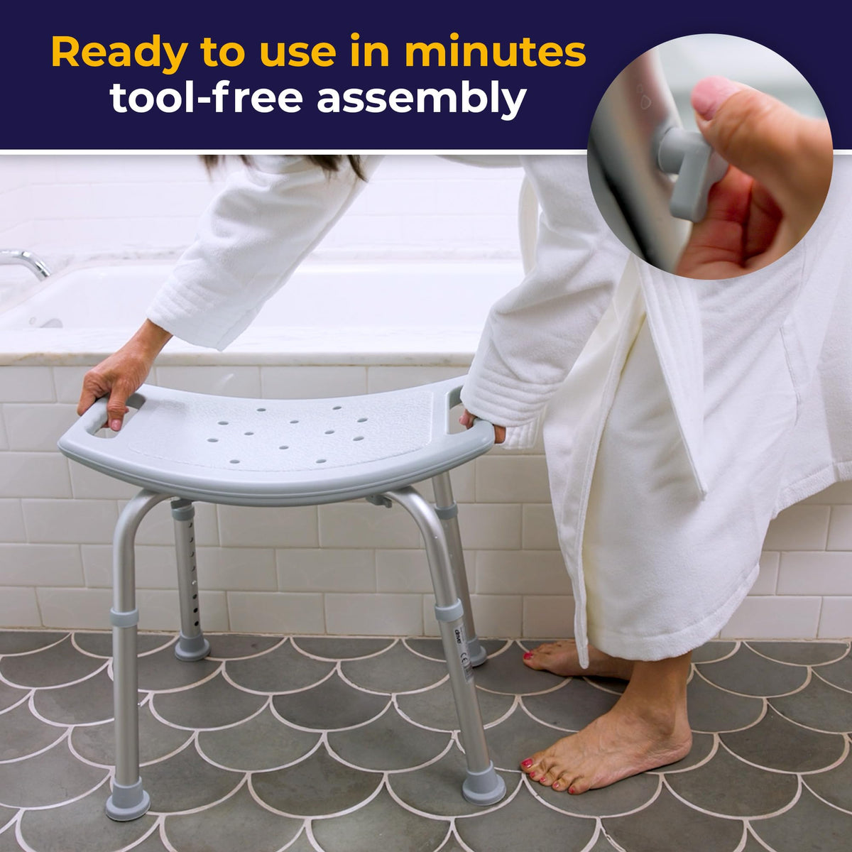 Adjustable Non-Slip Aluminum Shower and Bath Chair T165521