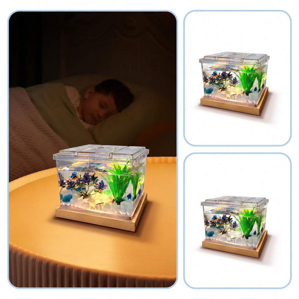 Mini Betta Fish Tank Kit with LED Light Base Q34041
