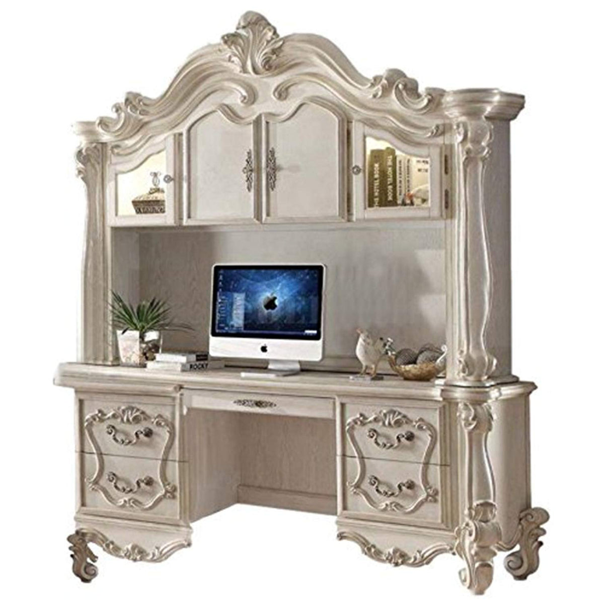 Bone White Desk with Hutch I2442