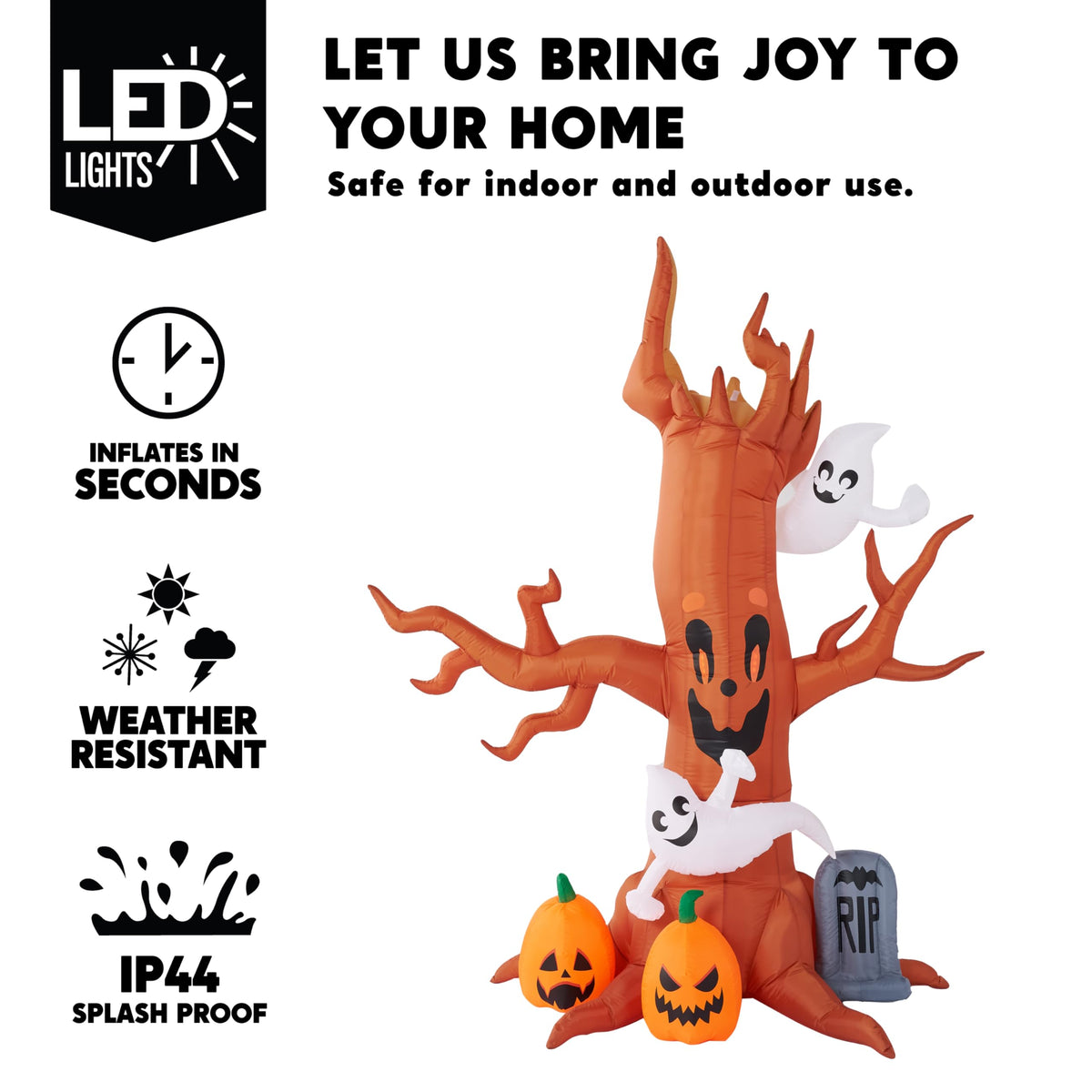 8FT Halloween Inflatable Tree with Ghost Pumpkin and Tombstone Z52700