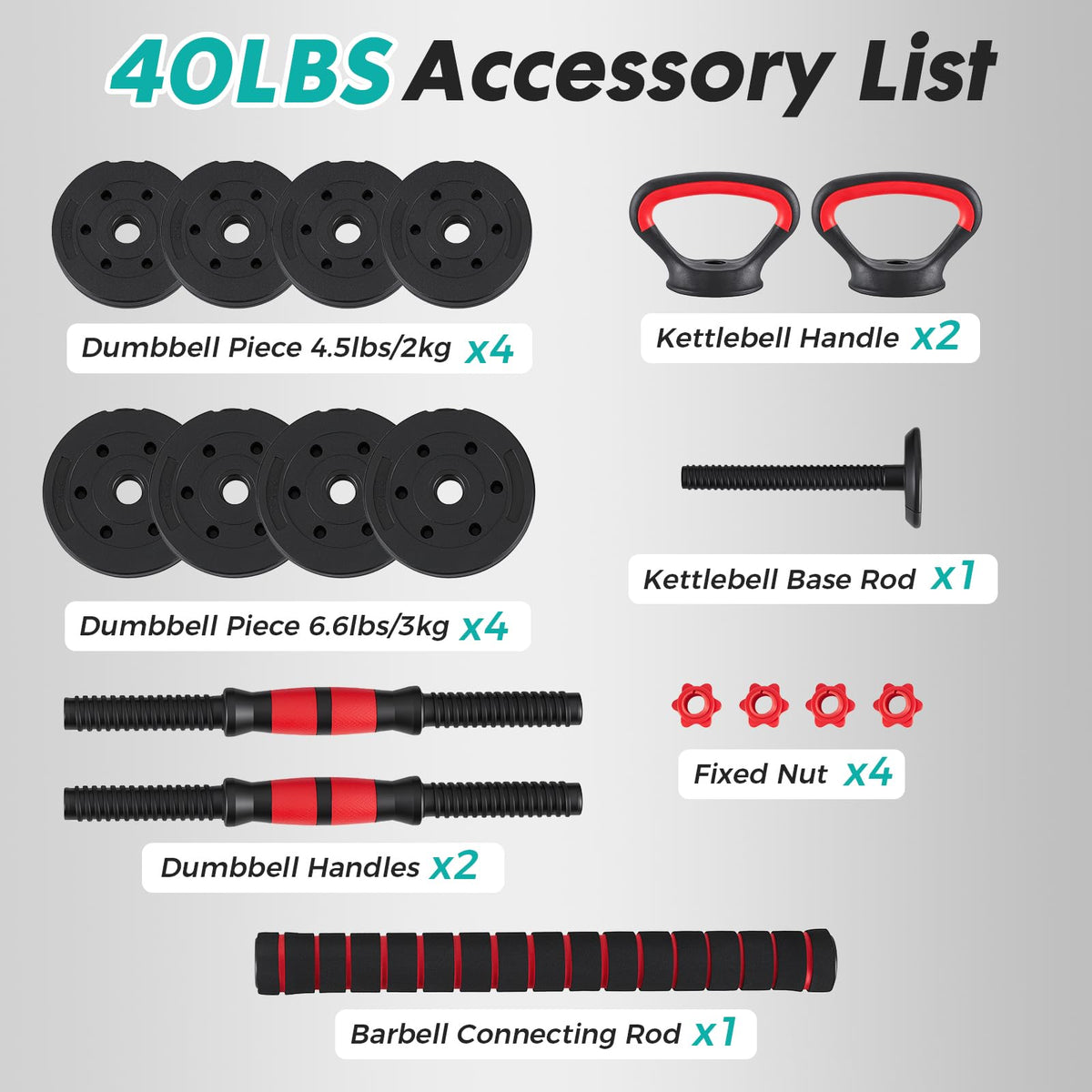 Adjustable Dumbbell Set 20/40/60LBS Y3756