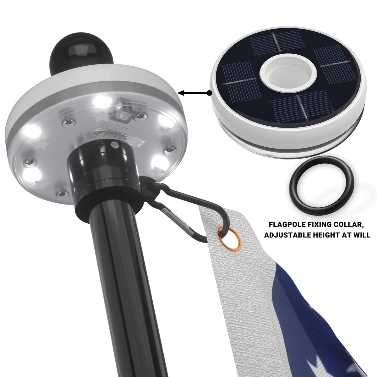 7FT Flag Pole Kit with Solar Light W593114
