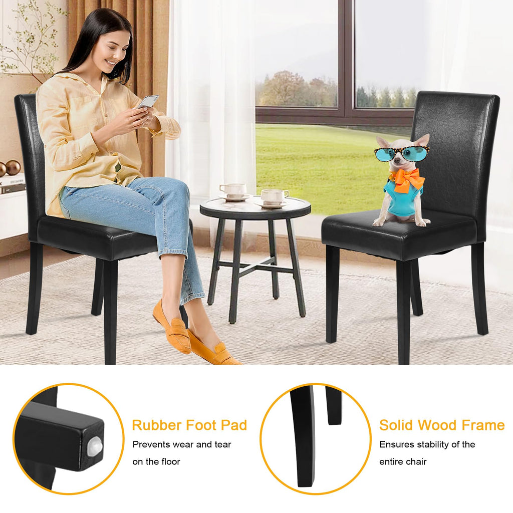 Black Faux Leather Upholstered Dining Chairs Set of 4 M708