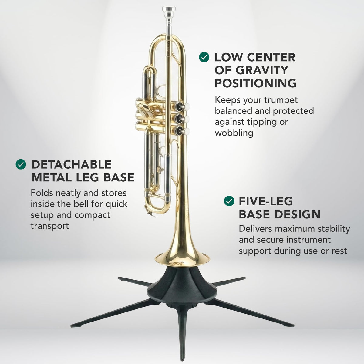 Trumpet In-Bell 5 Leg Metal Stand and Holder A849788