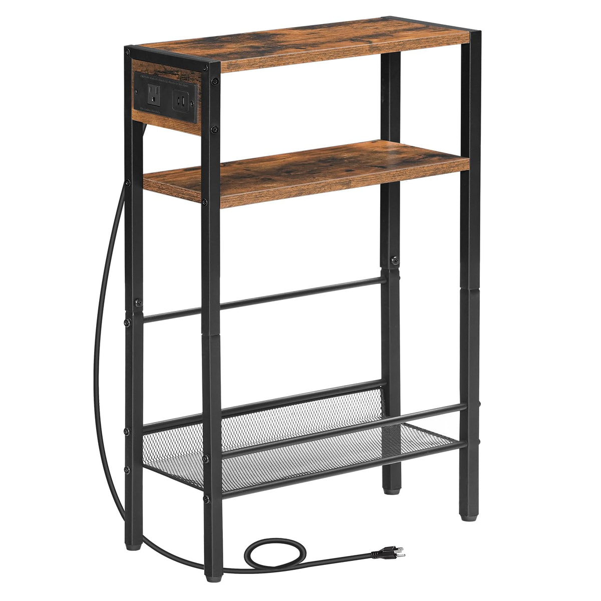 Small Narrow Side Table with Charging Station and Storage Shelf P485644