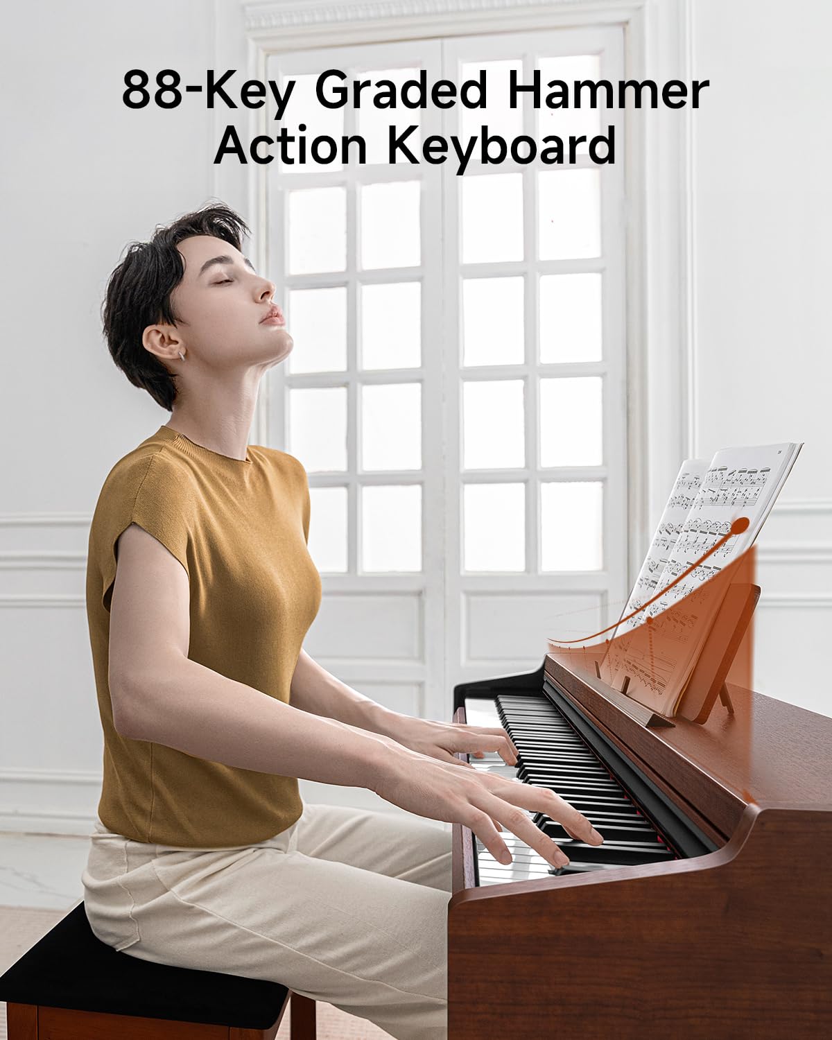 88 Key Graded Weighted Digital Piano with Storage Piano Bench M7836