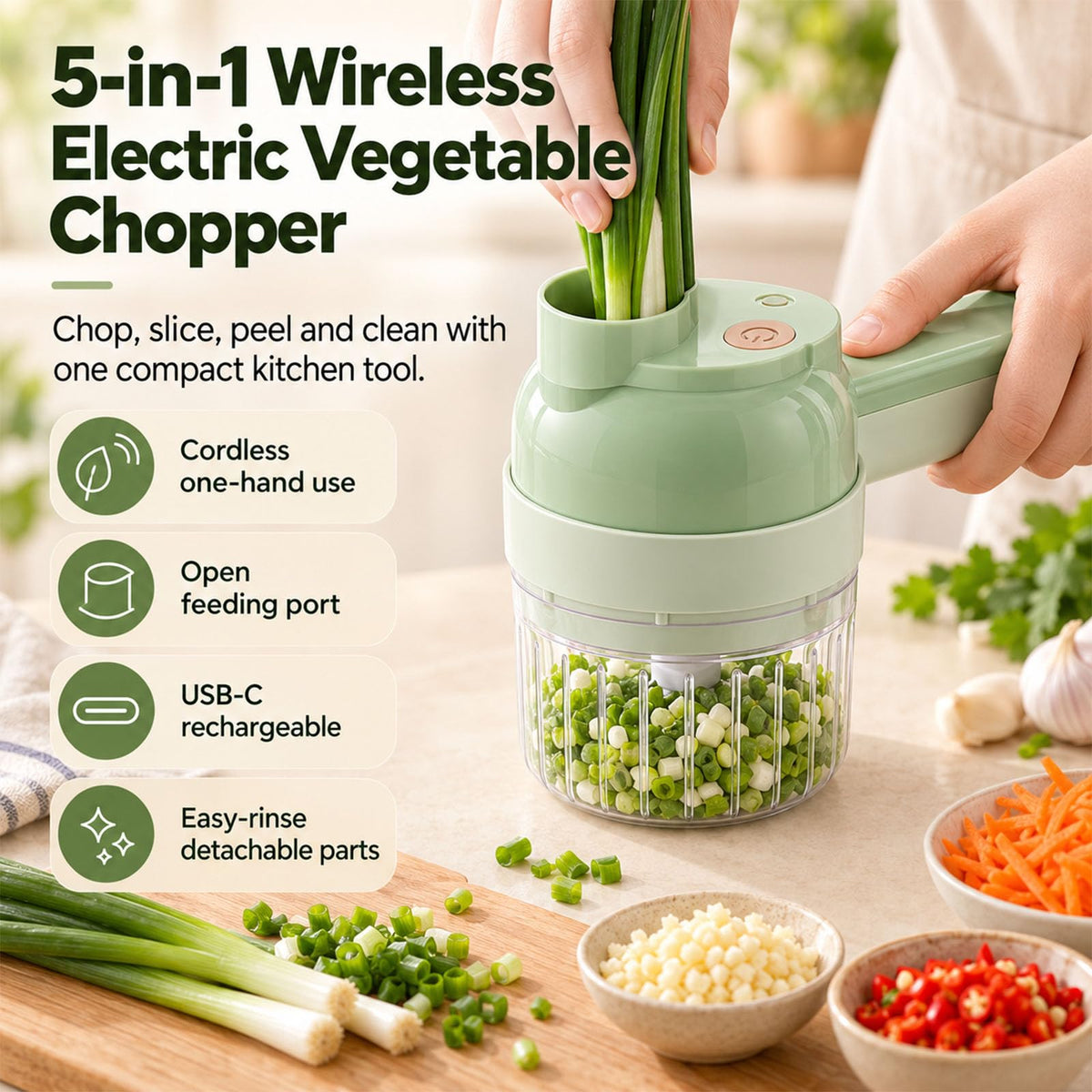 5-in-1 Wireless Electric Vegetable Chopper Q967