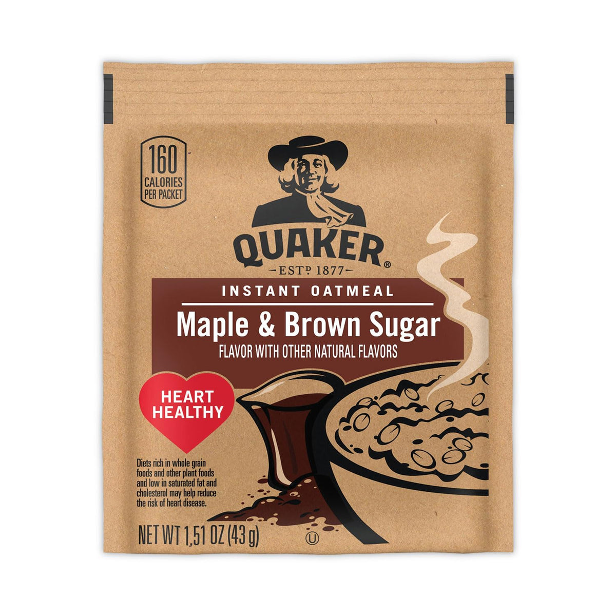 Instant Oatmeal Cereal, Maple and Brown Sugar, 40-1.51 oz packets R735