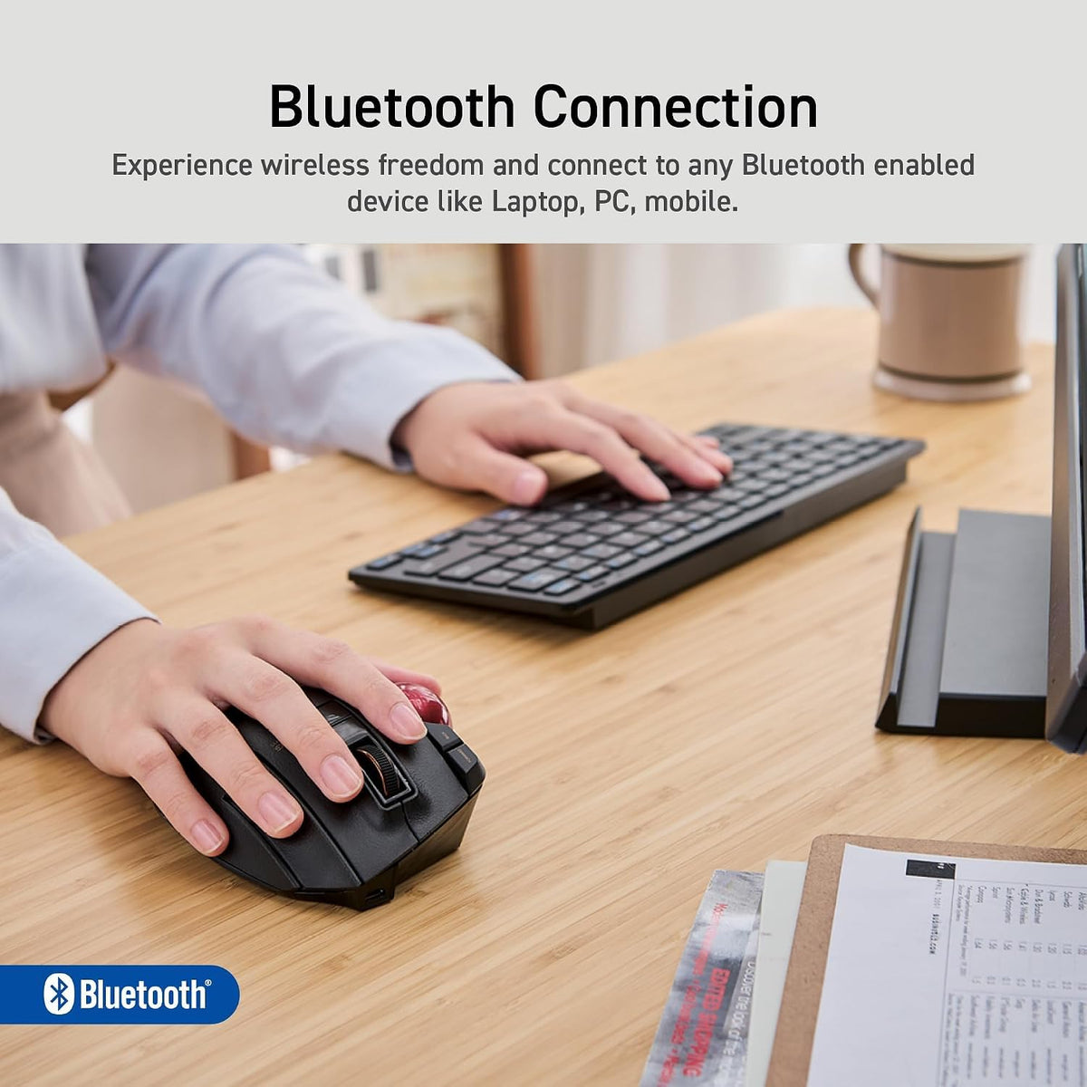 Wireless Ergonomic Thumb Control Trackball Mouse U852