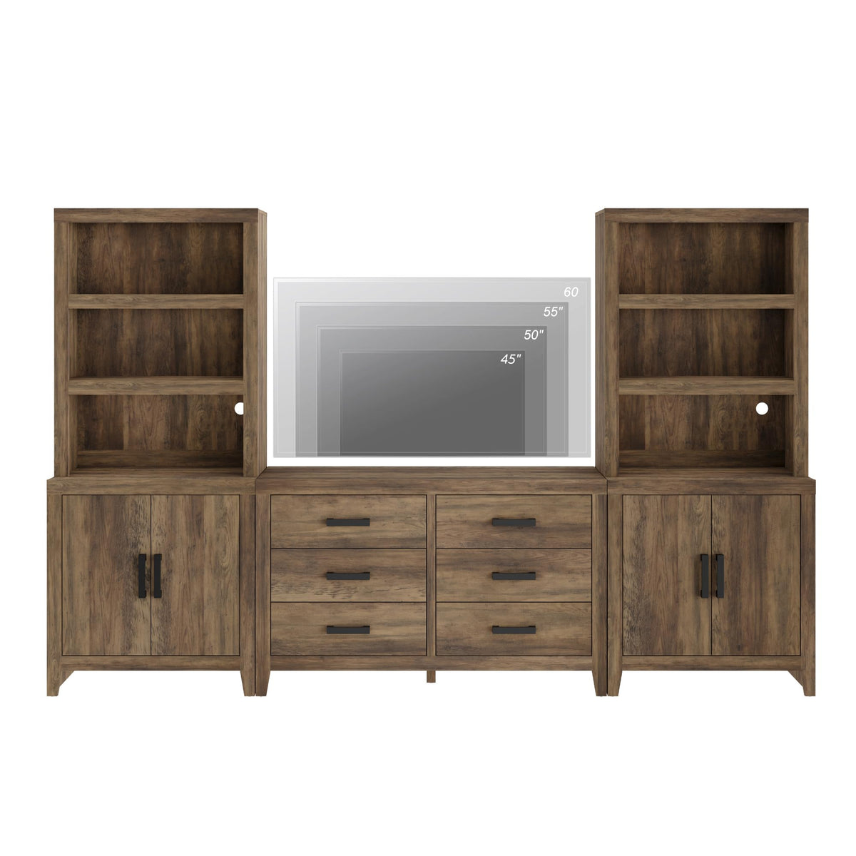 4-Piece Modular Entertainment Center with Bookshelves M539724