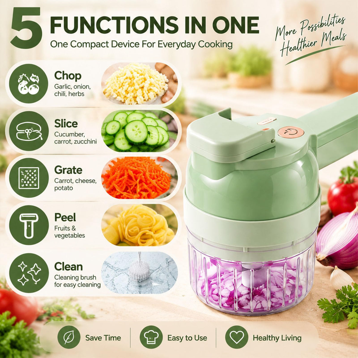 5-in-1 Wireless Electric Vegetable Chopper Q967