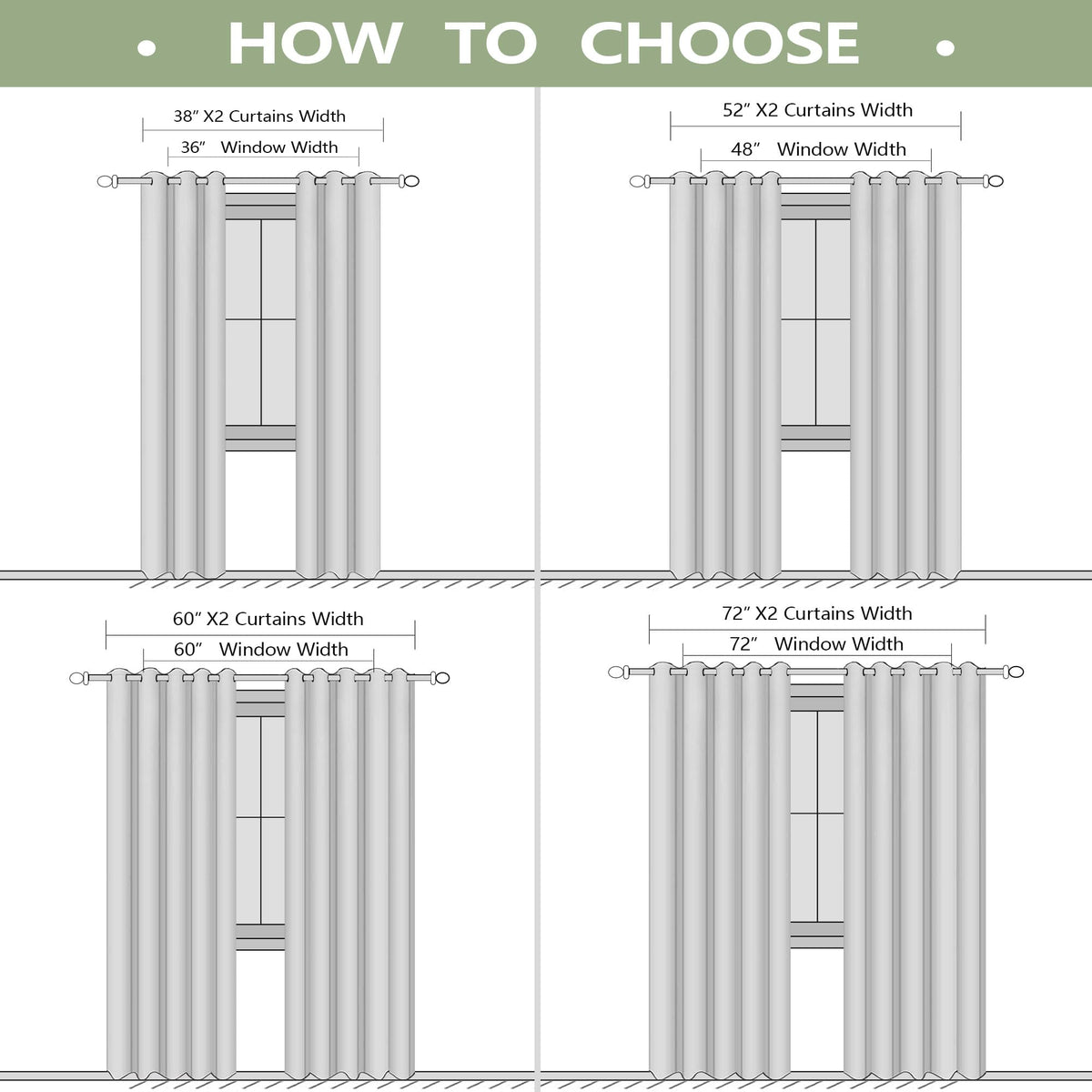 Blackout Curtains 72 Inch Extra Wide 2 Panels D80501