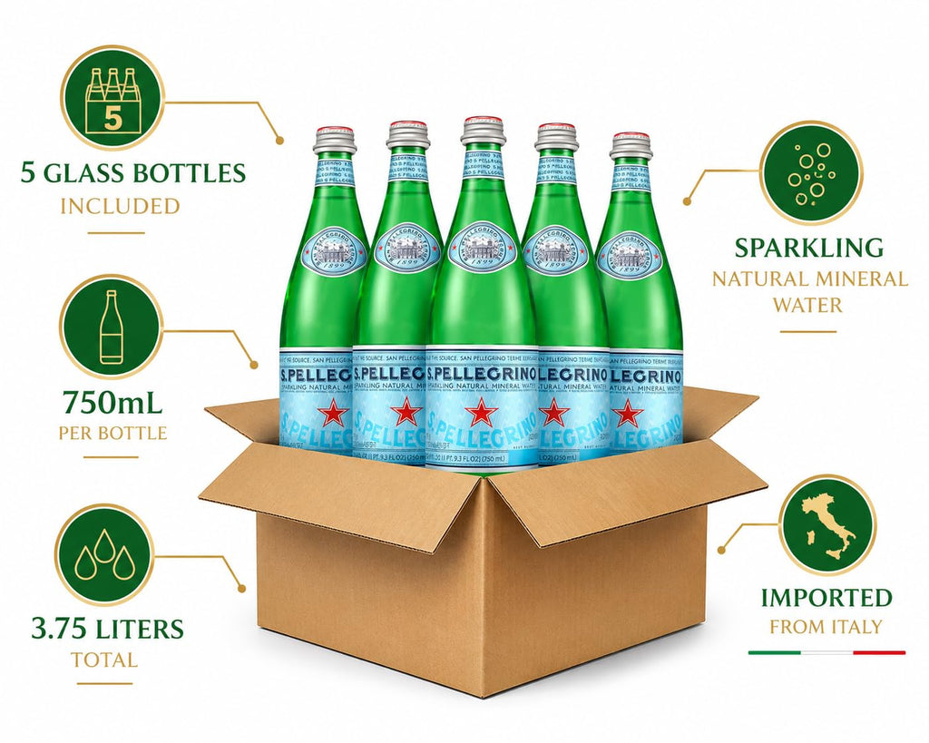 Sparkling Natural Mineral Water 750 mL Glass Bottles 5 Pack D553