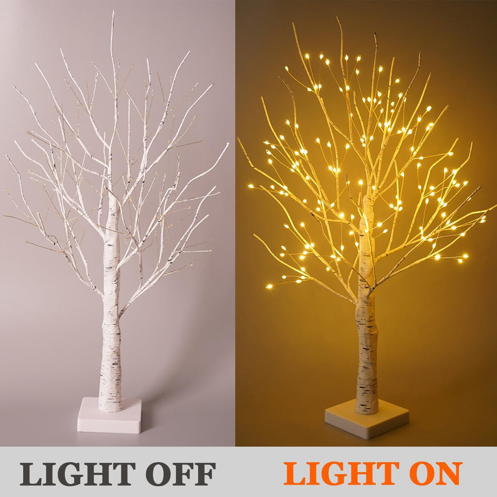 24" 2FT White Birch Tree with 144 LED Lights L776