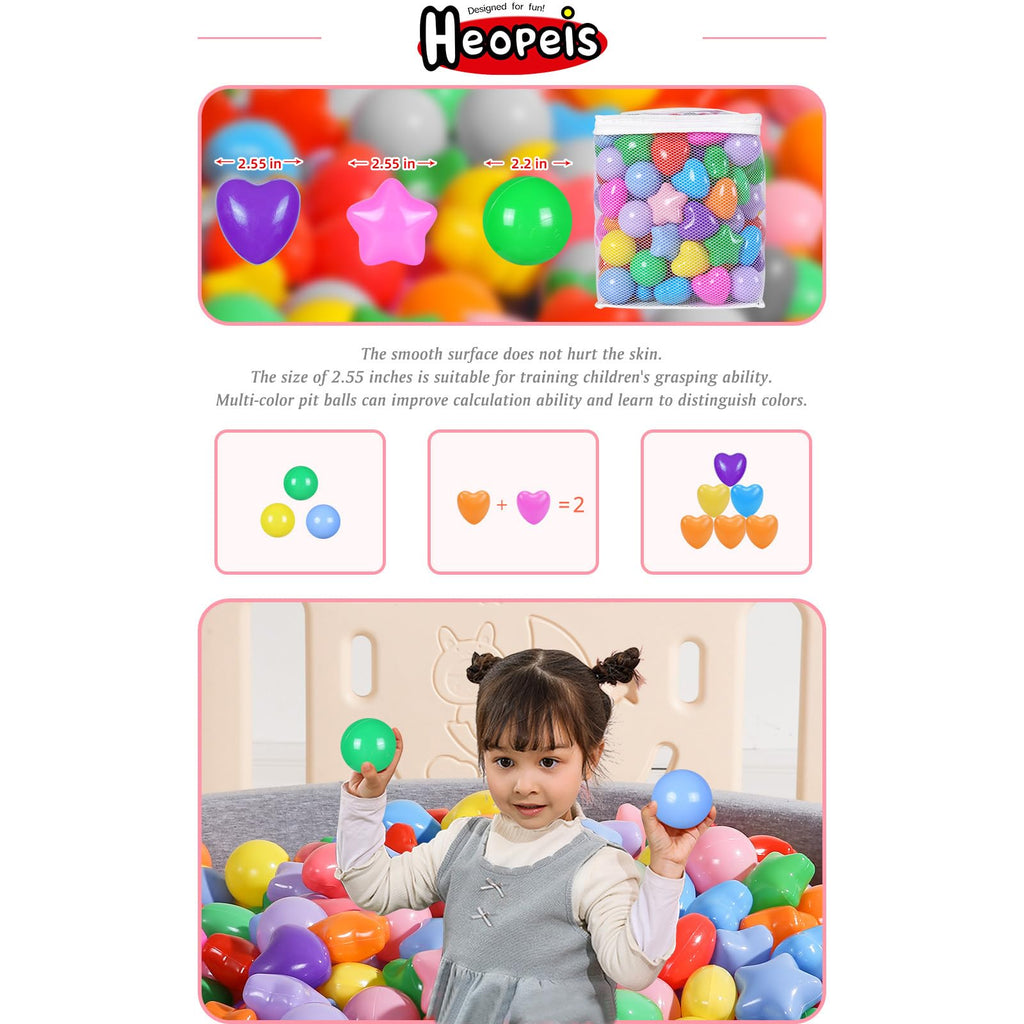 Pack of 100 200 500 BPA Free Non-Toxic Crush Proof Play Balls L95431