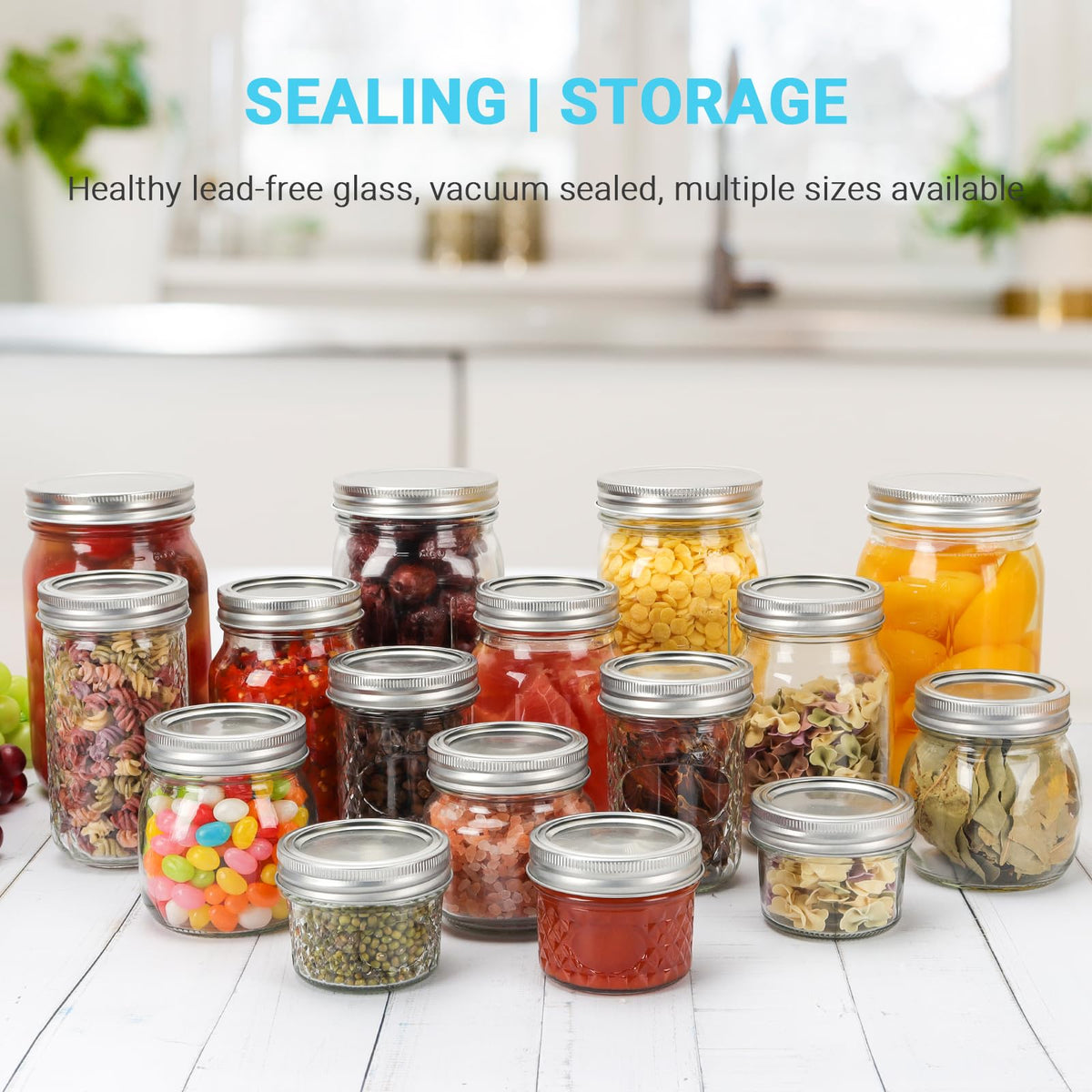 20 Pack 12 oz Clear Glass Mason Jars with Lids W635