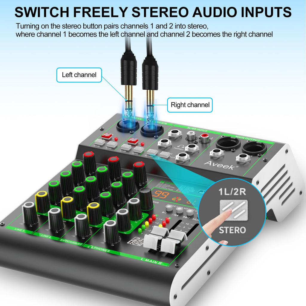 4 Channel Audio Mixer with Bluetooth and USB N269
