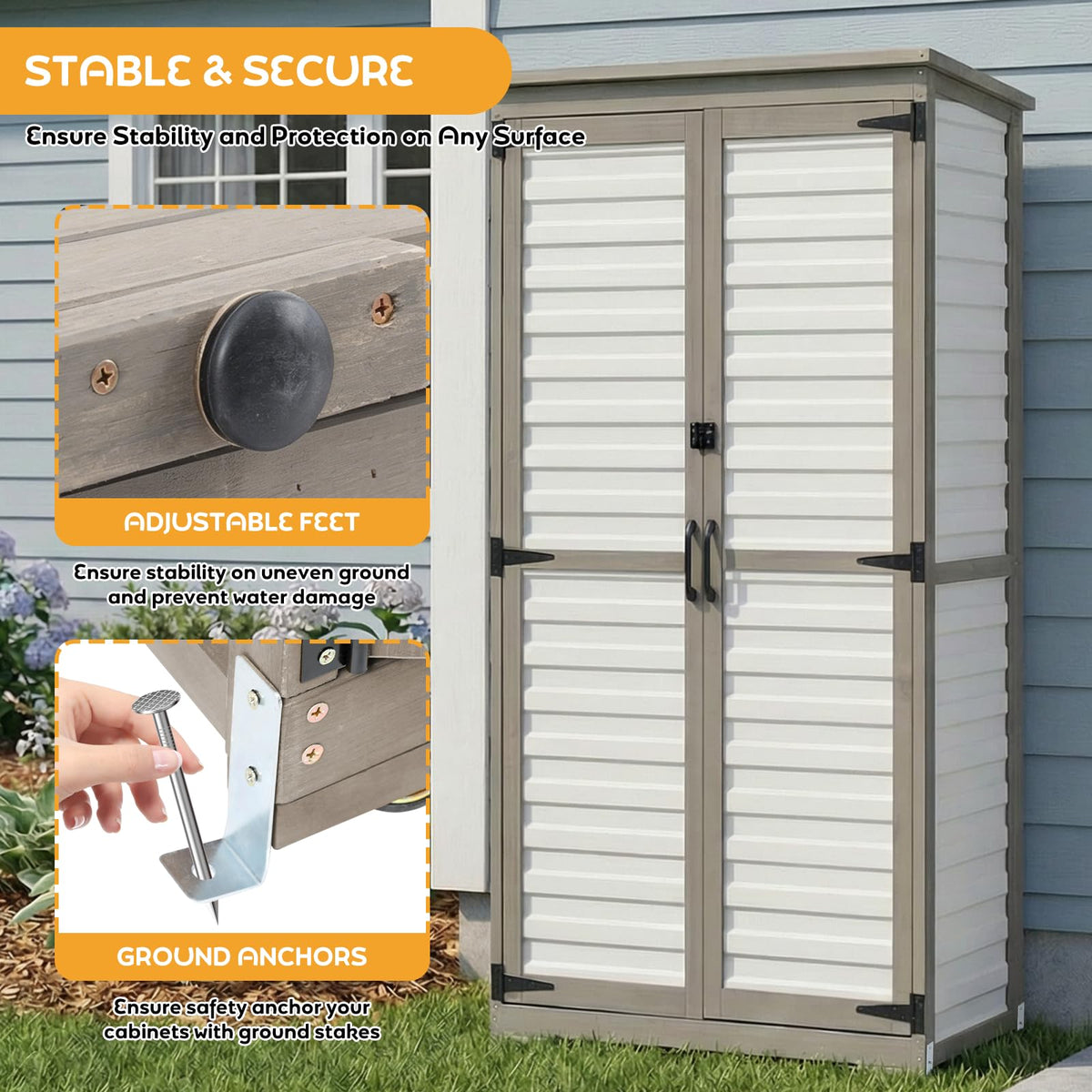Outdoor Storage Cabinet with Adjustable Shelves J78852