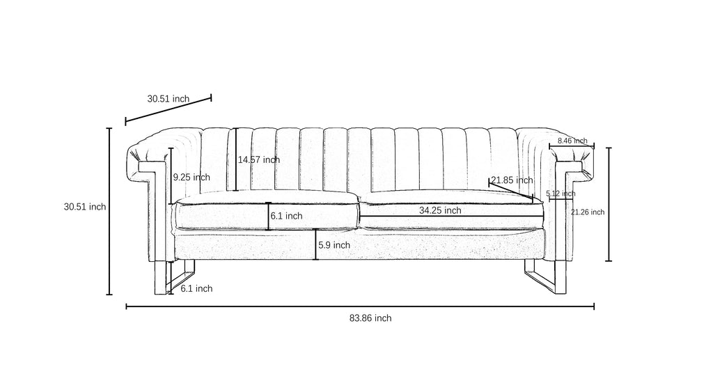 84 Inch Orange Velvet Chesterfield Sofa C59600
