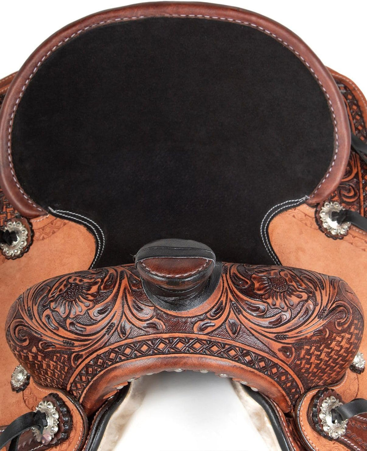 Leather Horse Saddle Set with Tack & Stirrups U7937