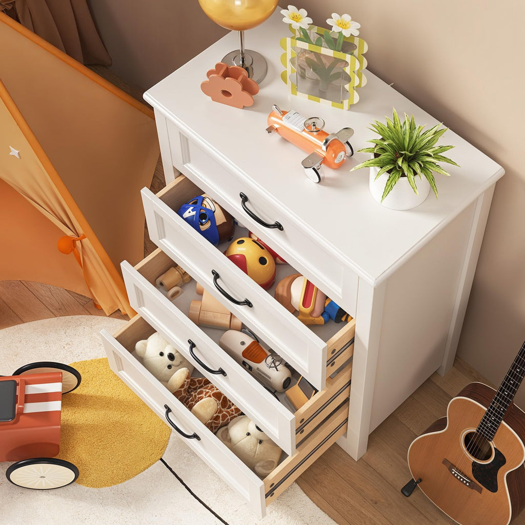 White 4 Drawer Wood Dresser H3517