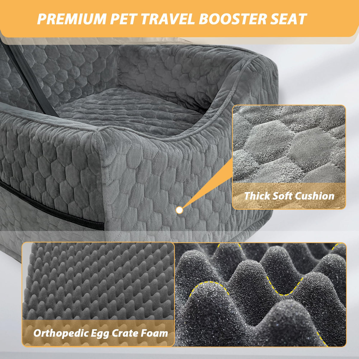 Memory Foam Dog Booster Seat with Washable Removable Cover U3540
