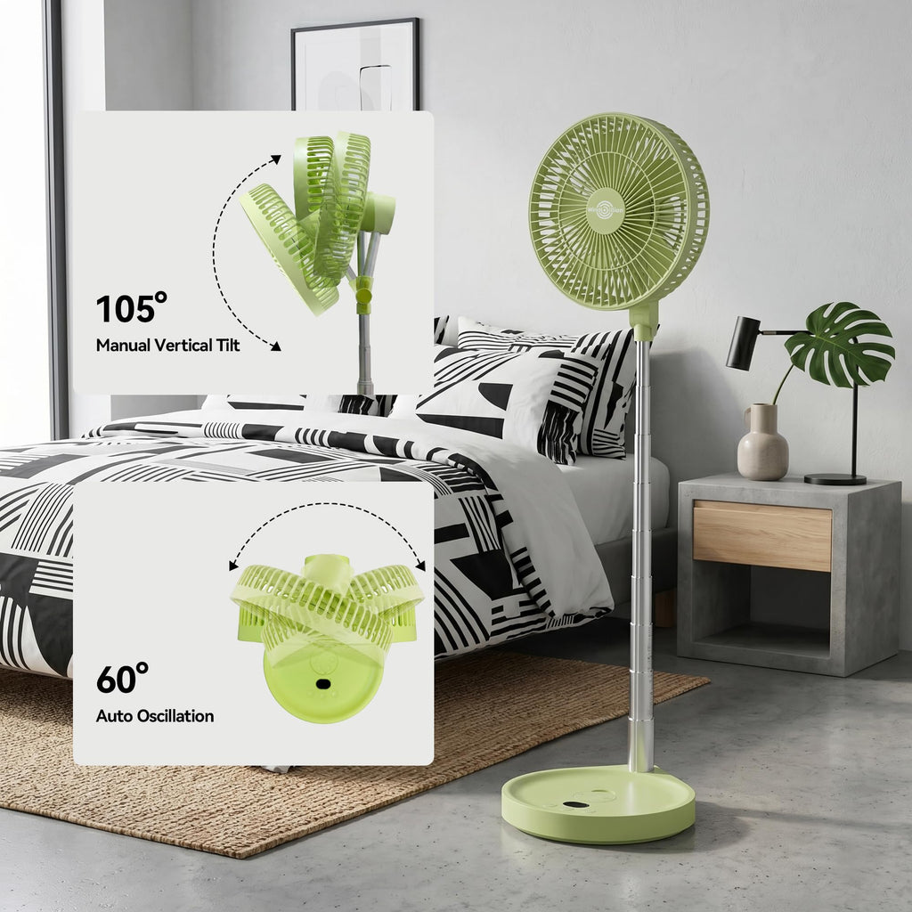 Mint Green Portable Rechargeable Pedestal Fan Y688