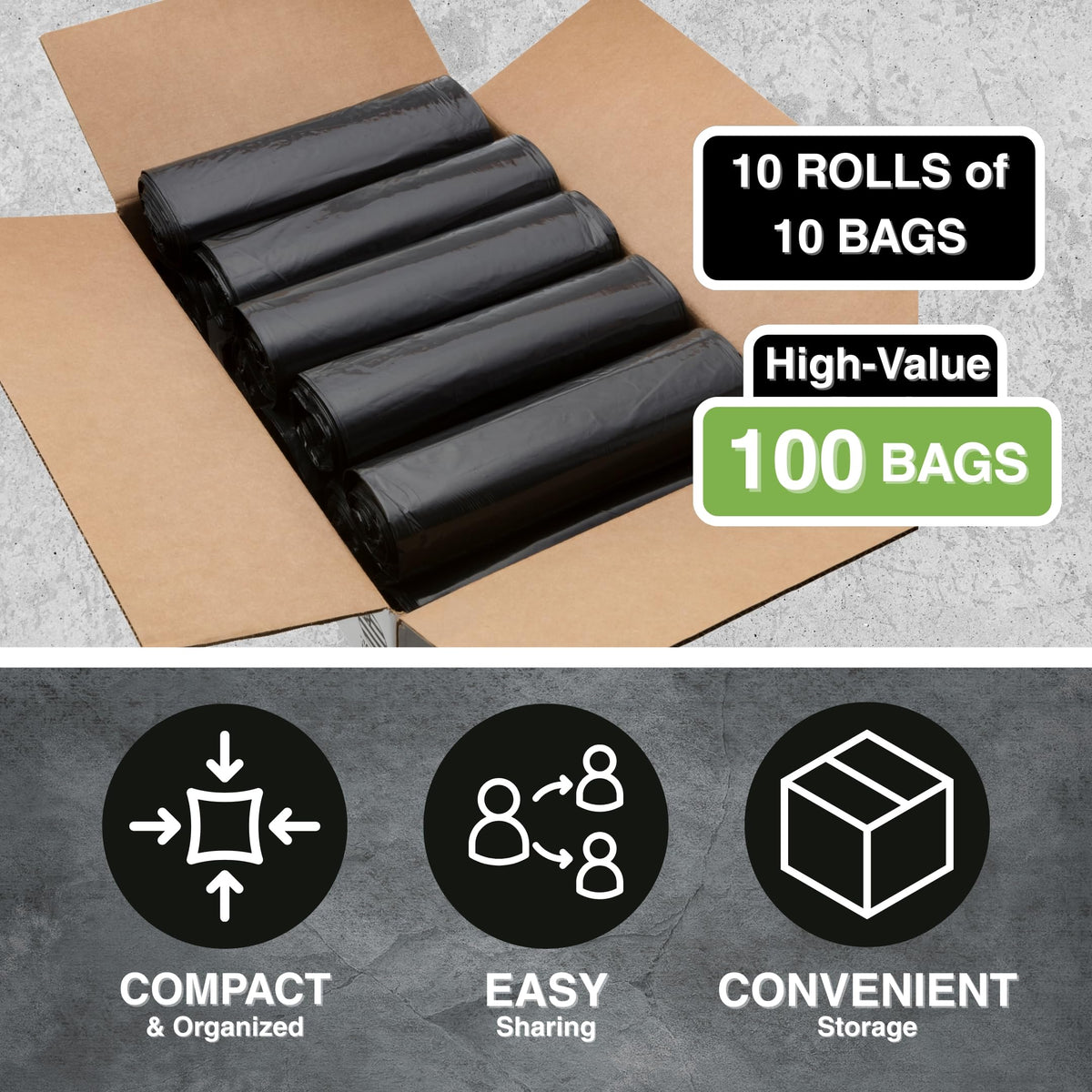 45 Gallon Black 1.5 Mil Trash Bags 100 Count A72399