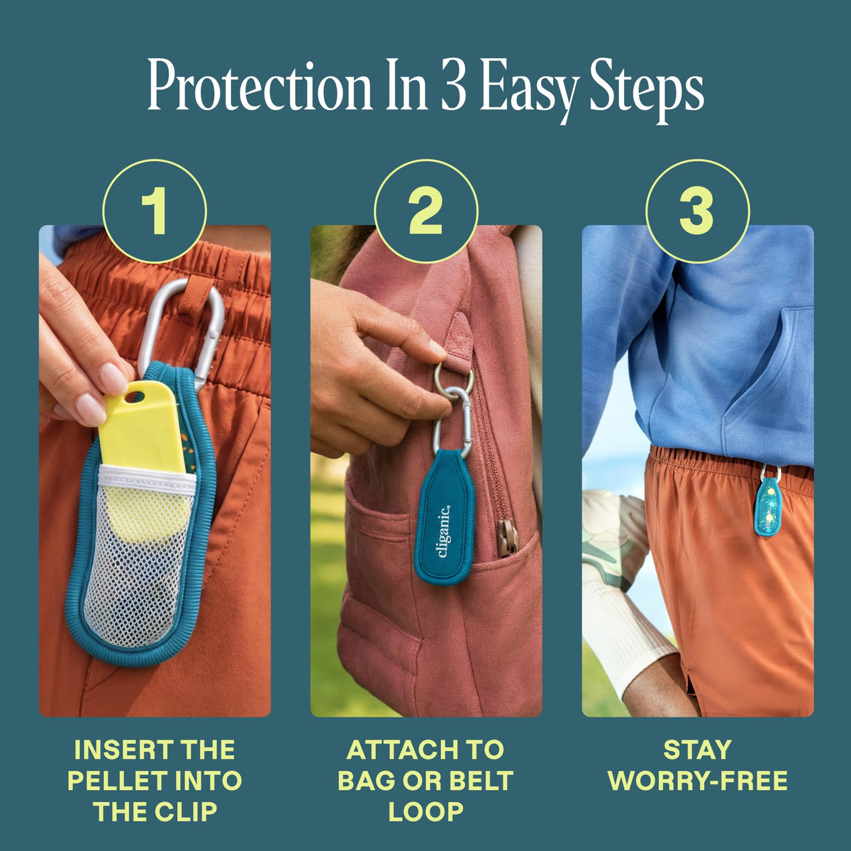 Mosquito Repellent Pack (1 Clip + 2 Refill Pellets) - Natural DEET-Free O86519