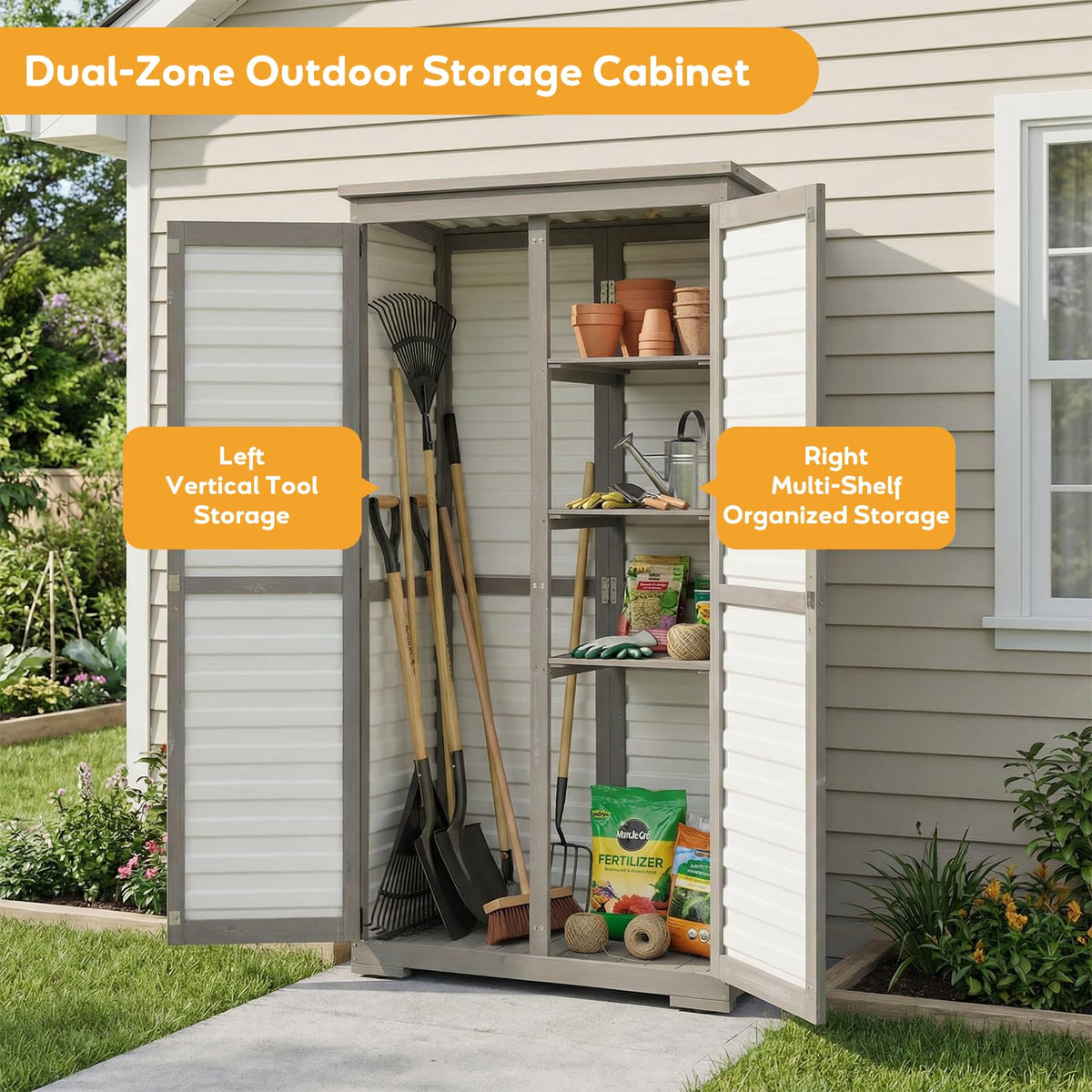 Outdoor Storage Cabinet with Adjustable Shelves J78852