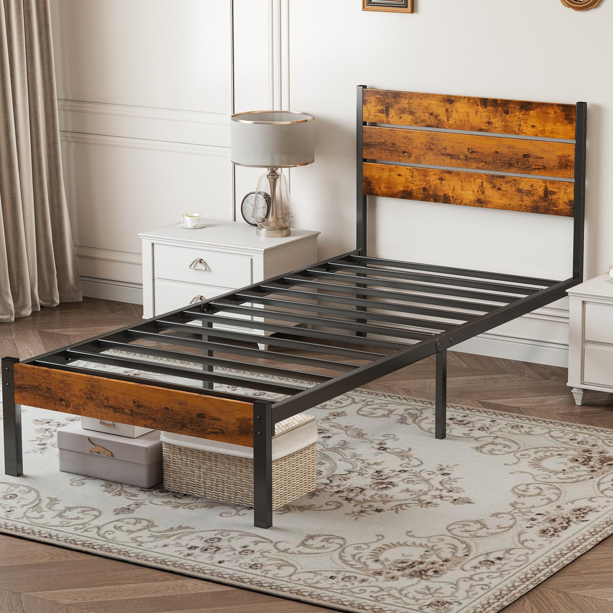 Twin Wood Bed Frame with Headboard L239729