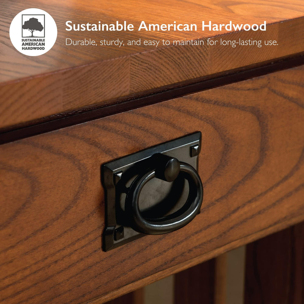 Transitional Solid Ash Console Table with 2 Drawers X194