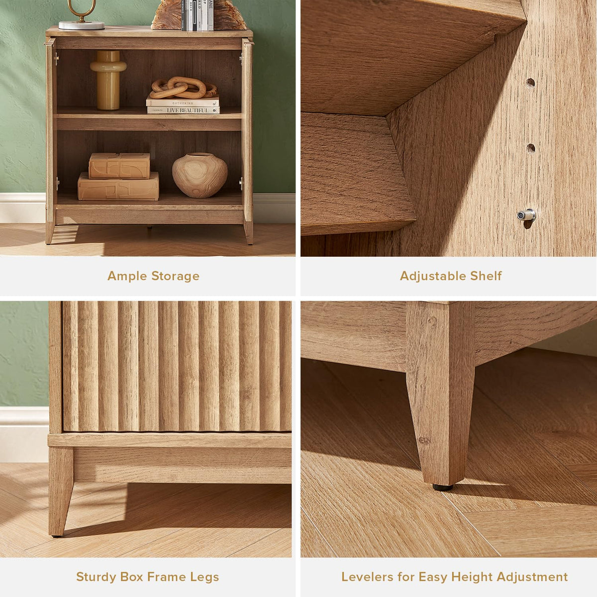 Fluted Storage Cabinet with Adjustable Shelf V7726