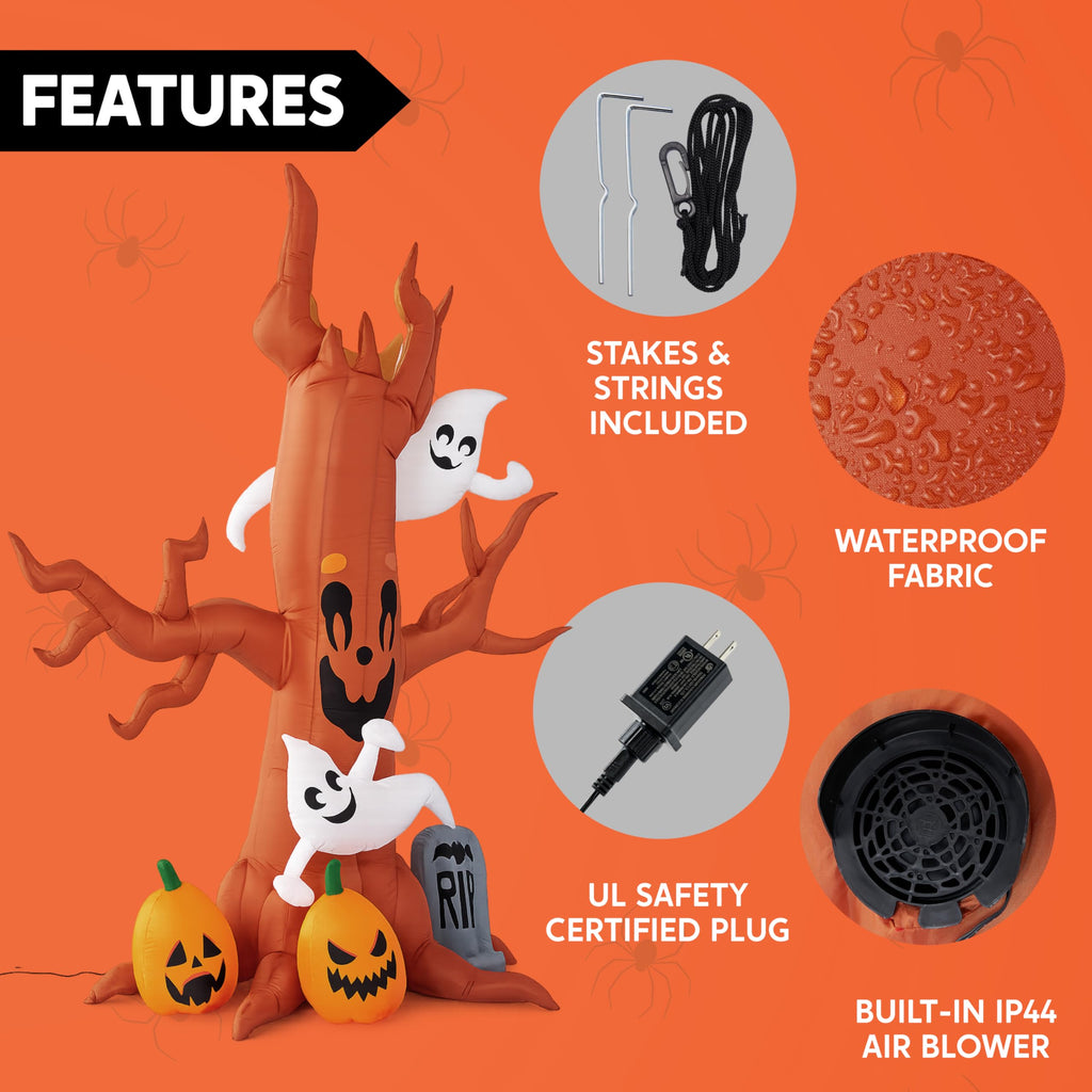 8FT Halloween Inflatable Tree with Ghost Pumpkin and Tombstone Z52700
