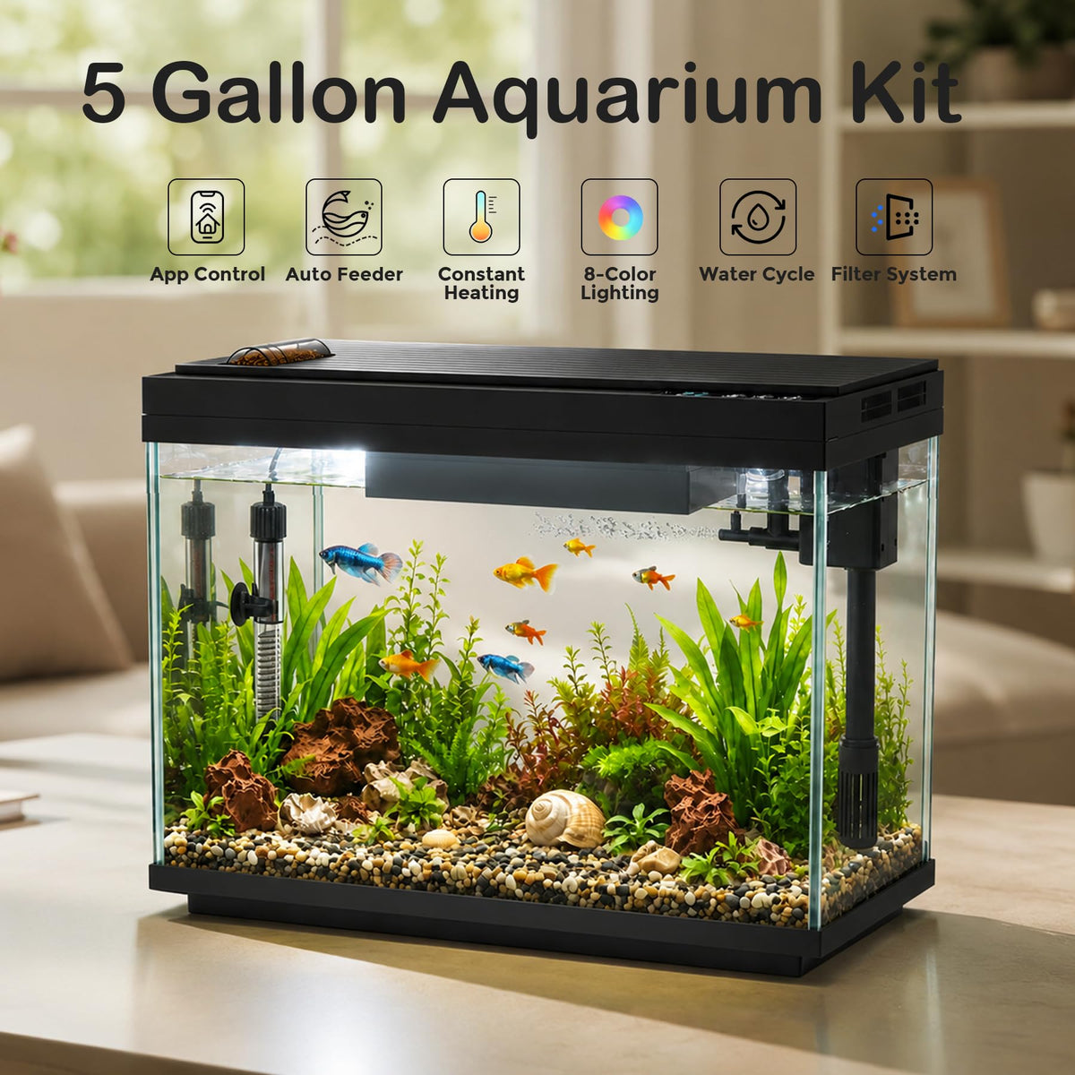 5 Gallon Aquarium Kit Ultra-White Glass P9980