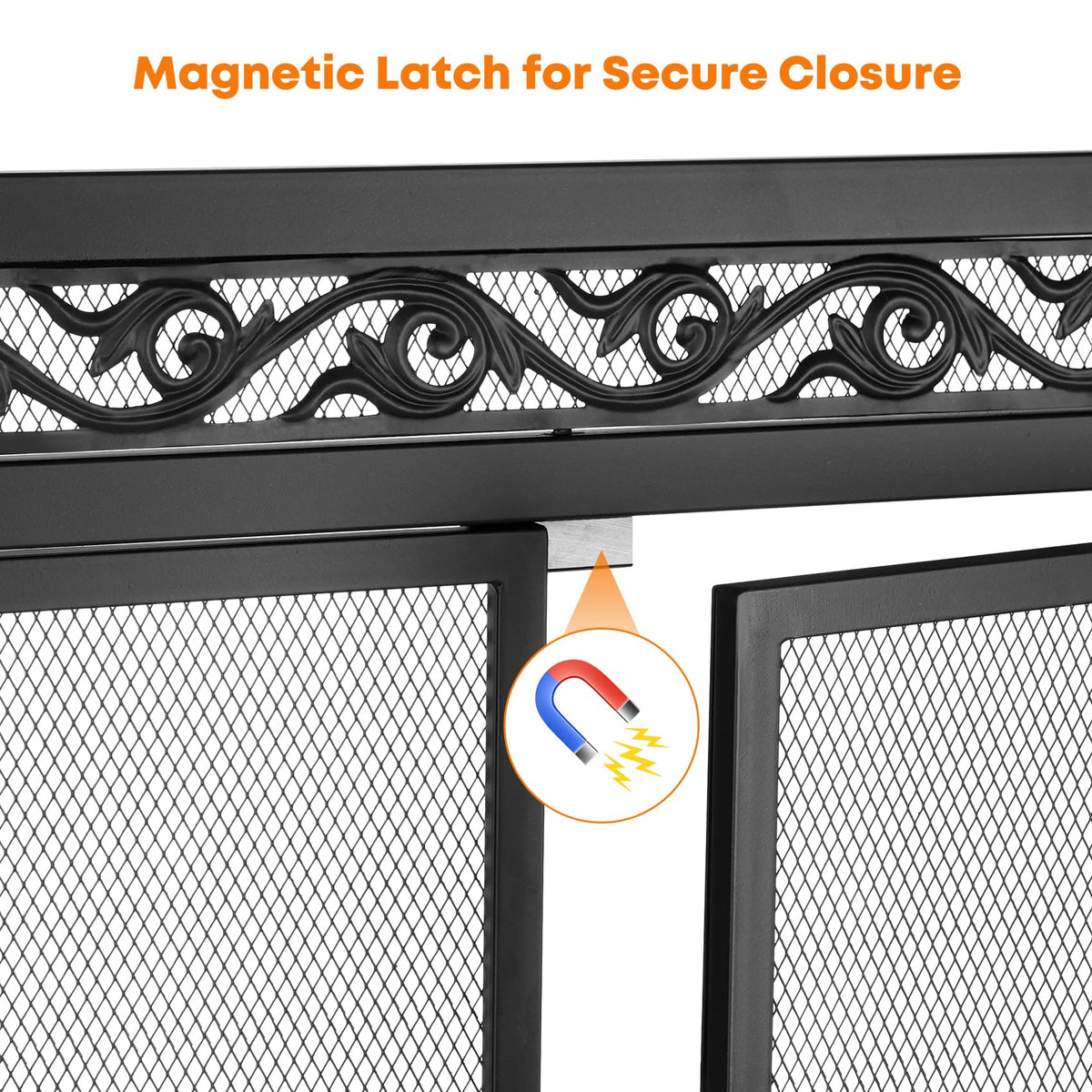 Fireplace Screen with Magnetic Doors and Guard Grate, 44" x 34" Y10049
