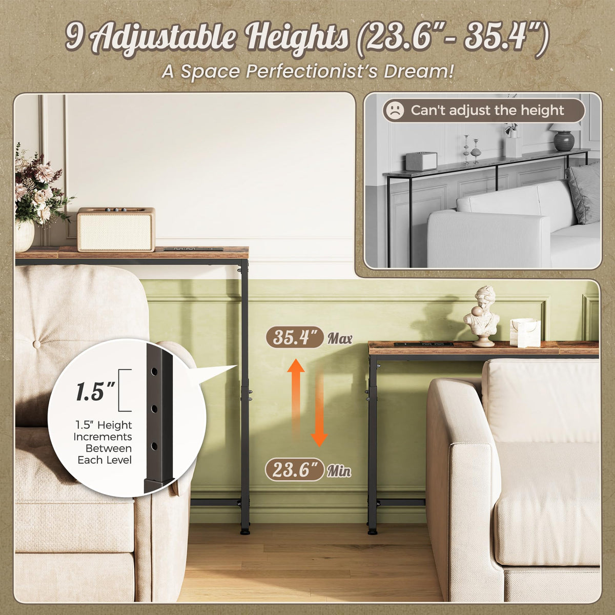 Narrow Console Table with Power Outlets & USB-C Z6734