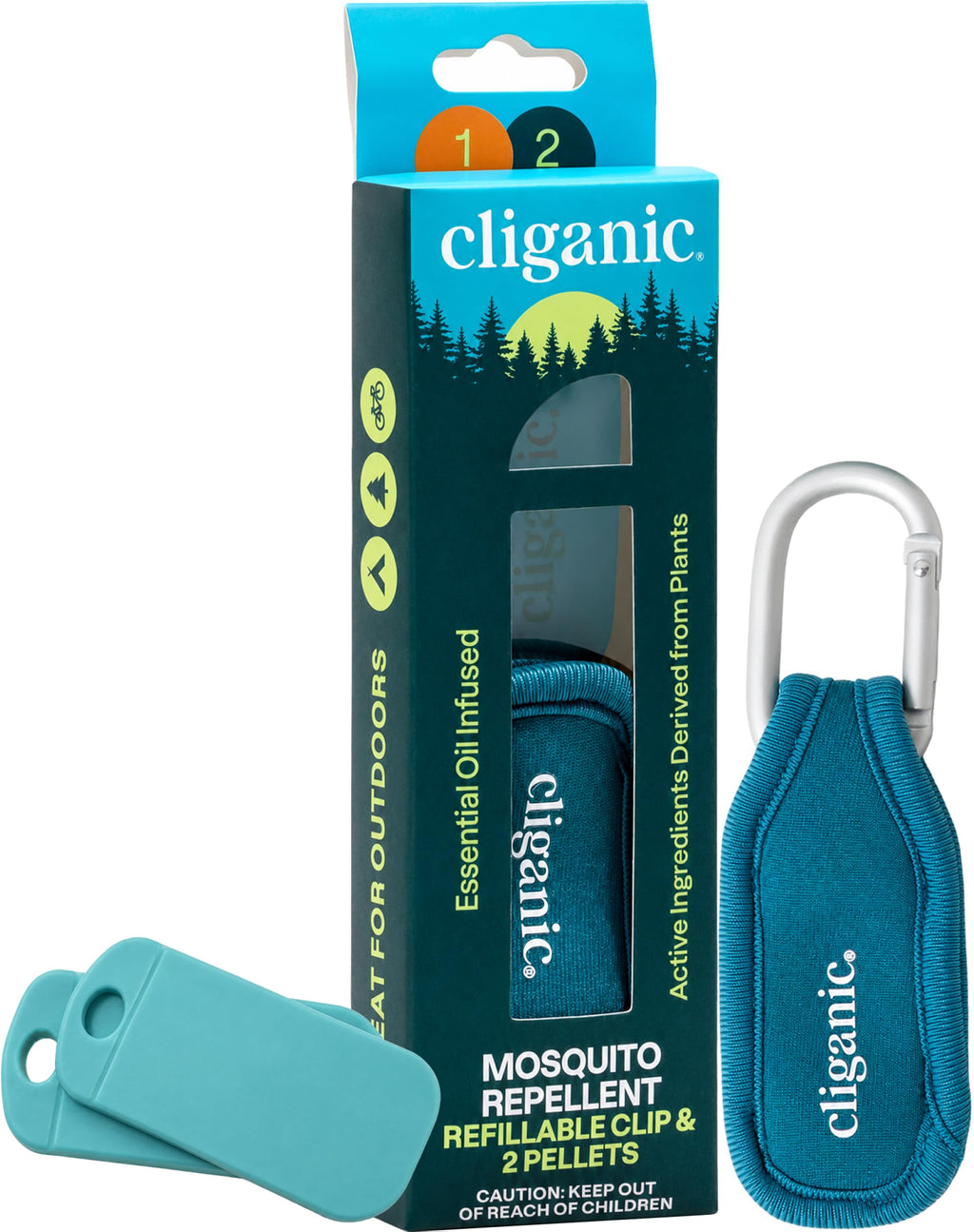 Mosquito Repellent Pack (1 Clip + 2 Refill Pellets) - Natural DEET-Free O86519