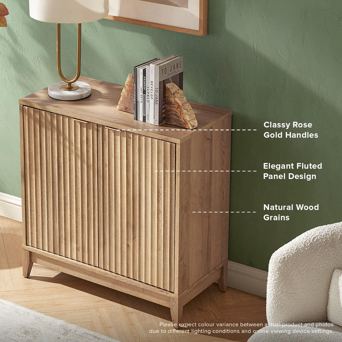 Fluted Storage Cabinet with Adjustable Shelf V7726
